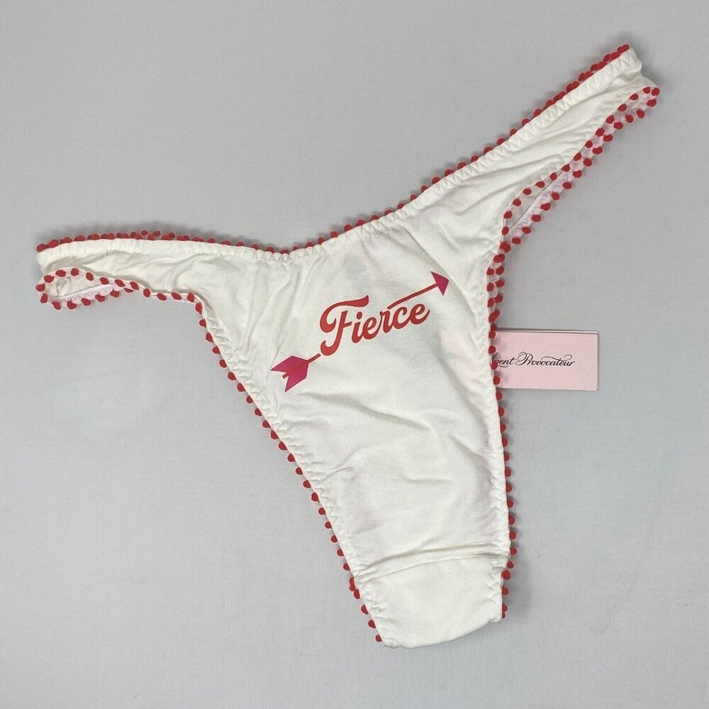 Agent Provocateur Fierce White Red Brazilian Brief AP4 Large NWT